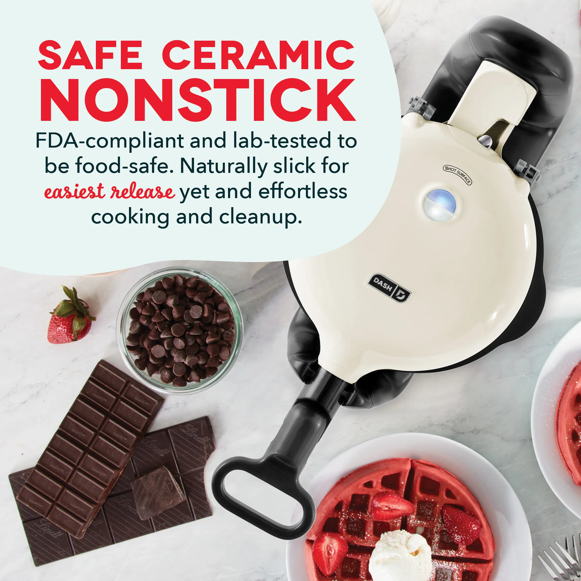 Ceramic Nonstick Flip Belgian Waffle Maker - Image 3