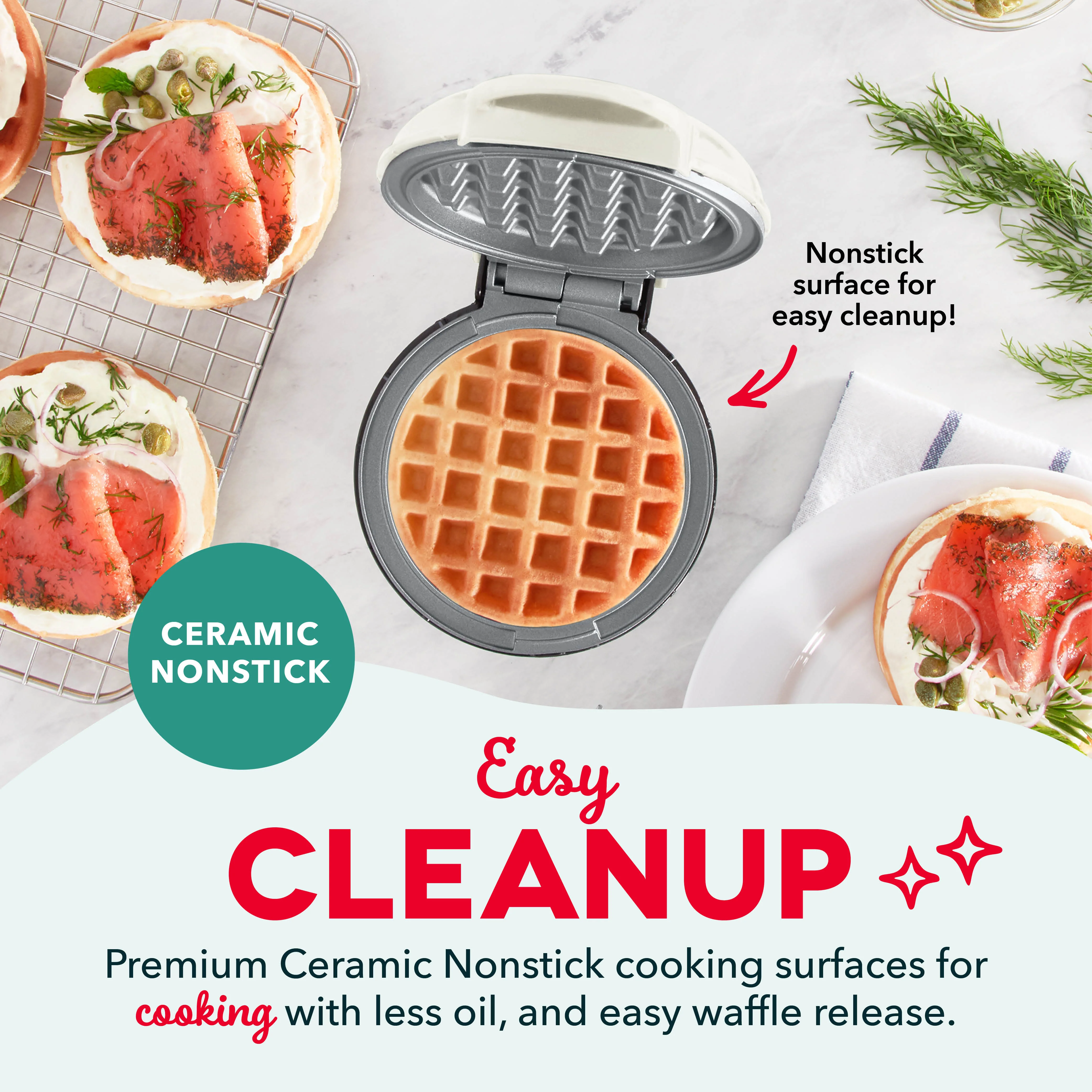 Ceramic Nonstick Mini Waffle Maker - Image 3
