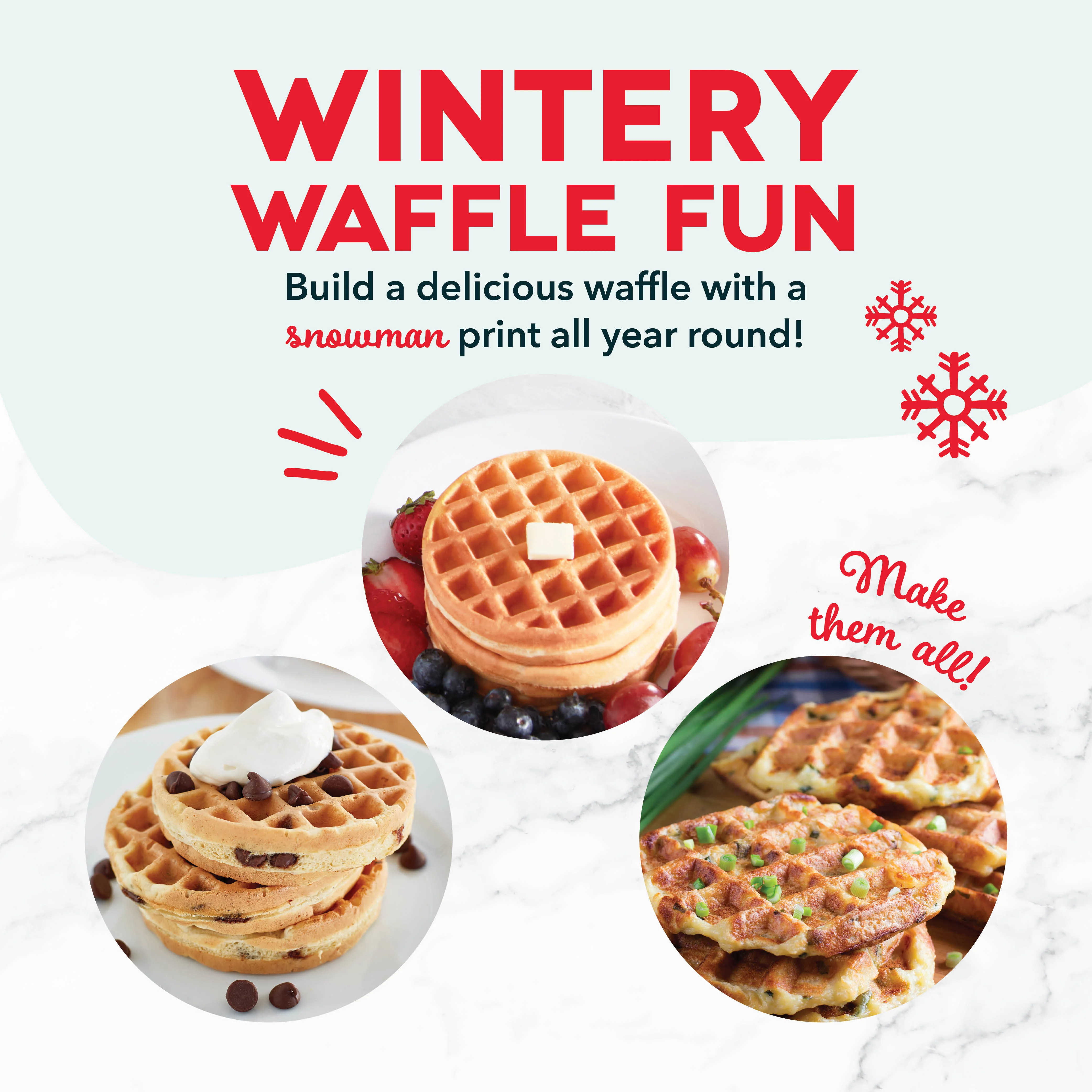Ceramic Nonstick Snowman Mini Waffle Maker - Image 4