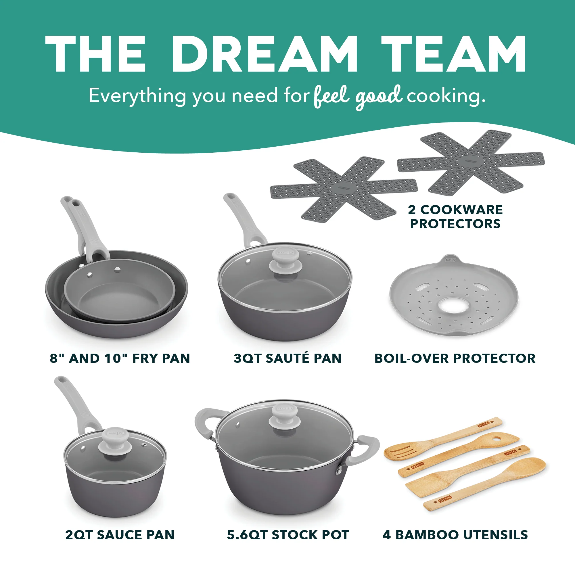 Dream Green Recycled Aluminum 15pc Cookware Set - Image 10