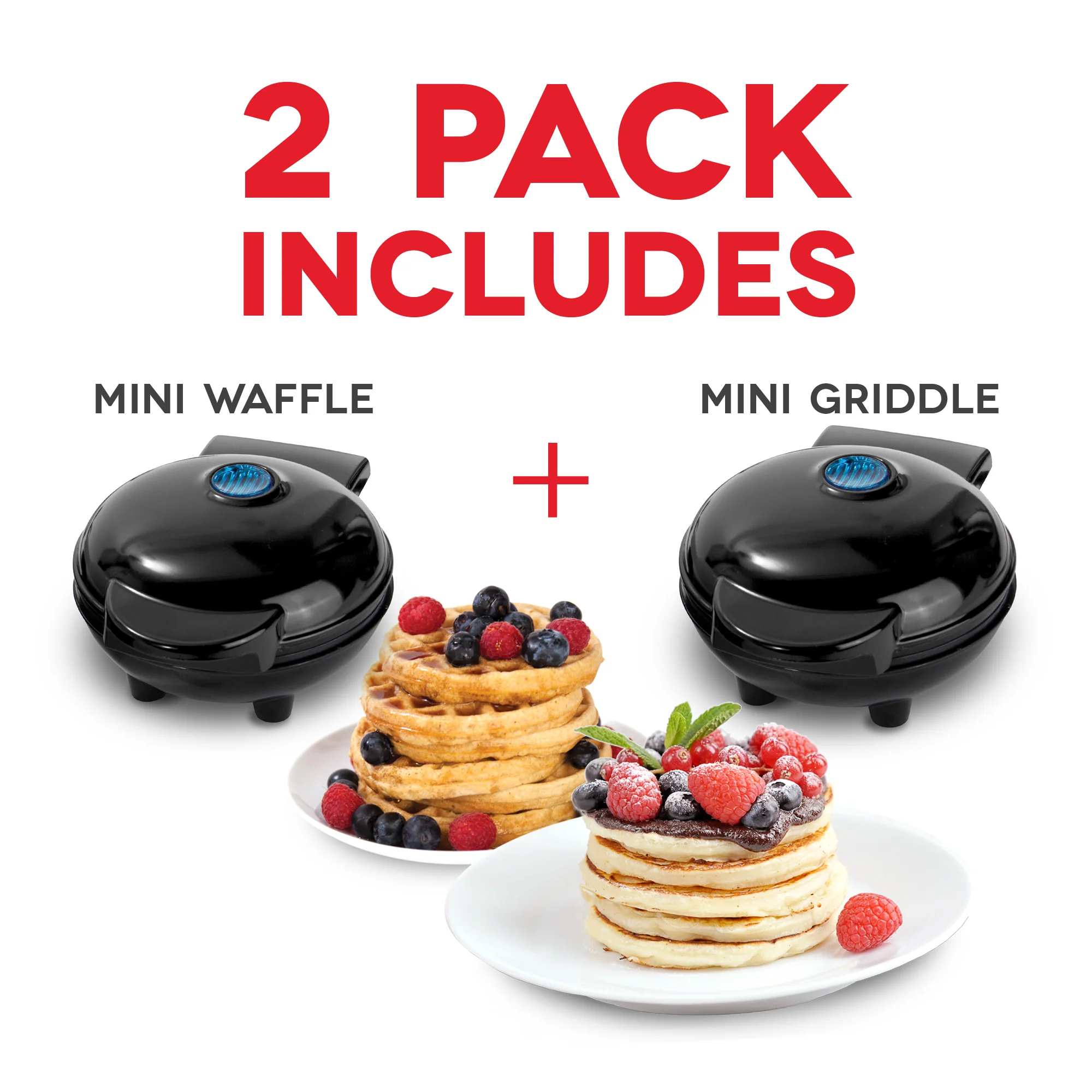 Mini Maker Waffle and Griddle 2-Pack - Image 8