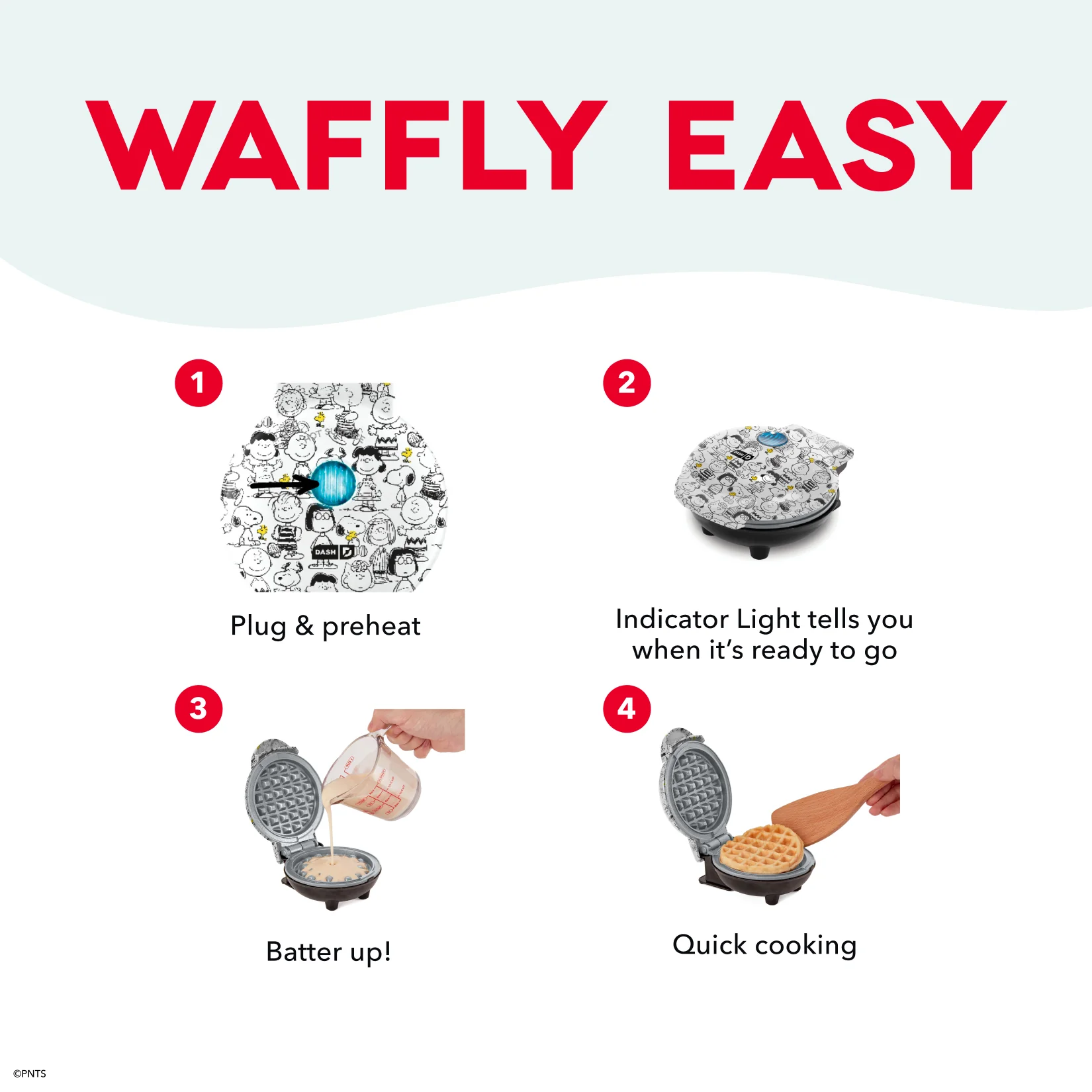 Peanuts® x Dash 75th Anniversary Mini Waffle Maker - Image 5