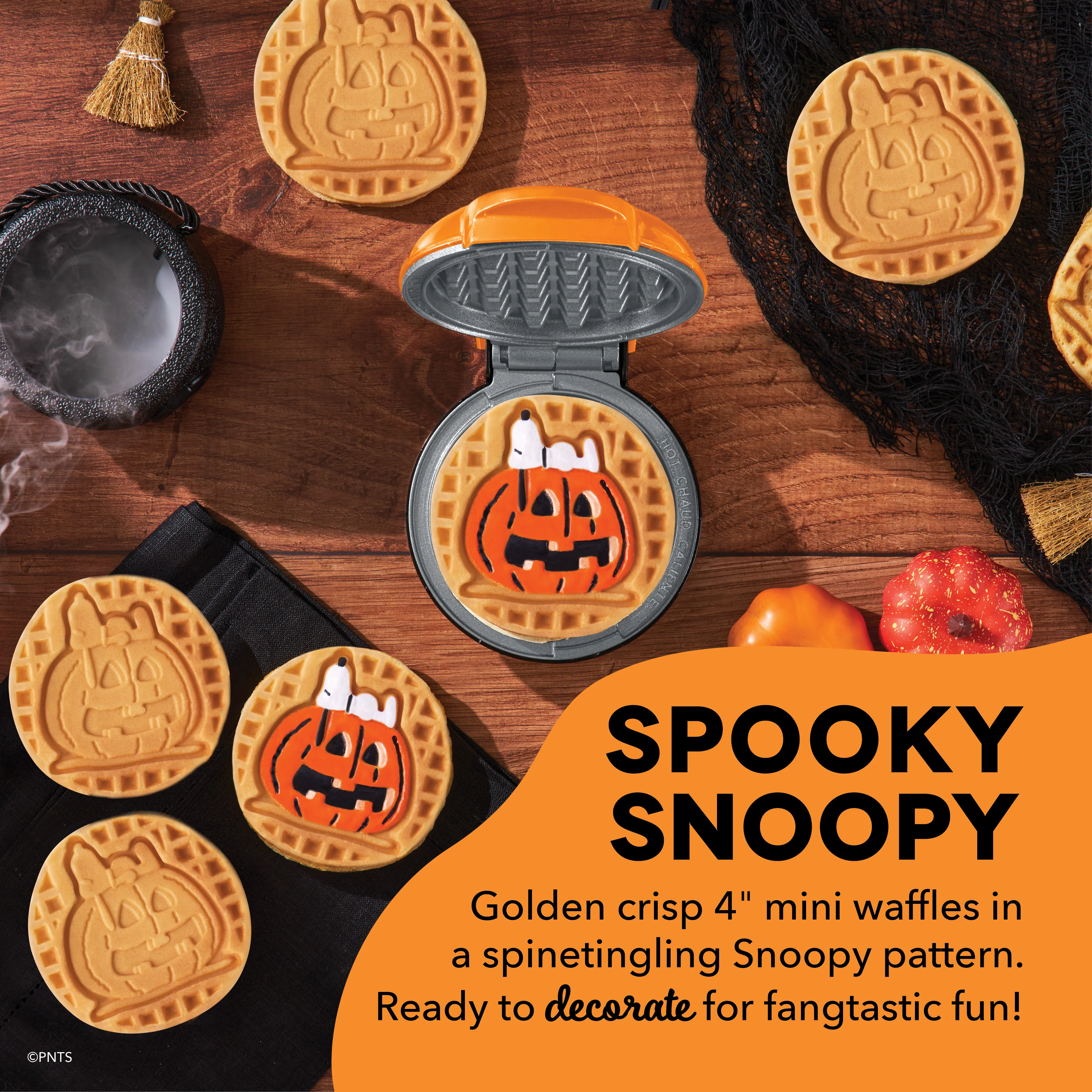 Peanuts® x Dash Snoopy Jack-o-Lantern Mini Waffle Maker   - Image 3