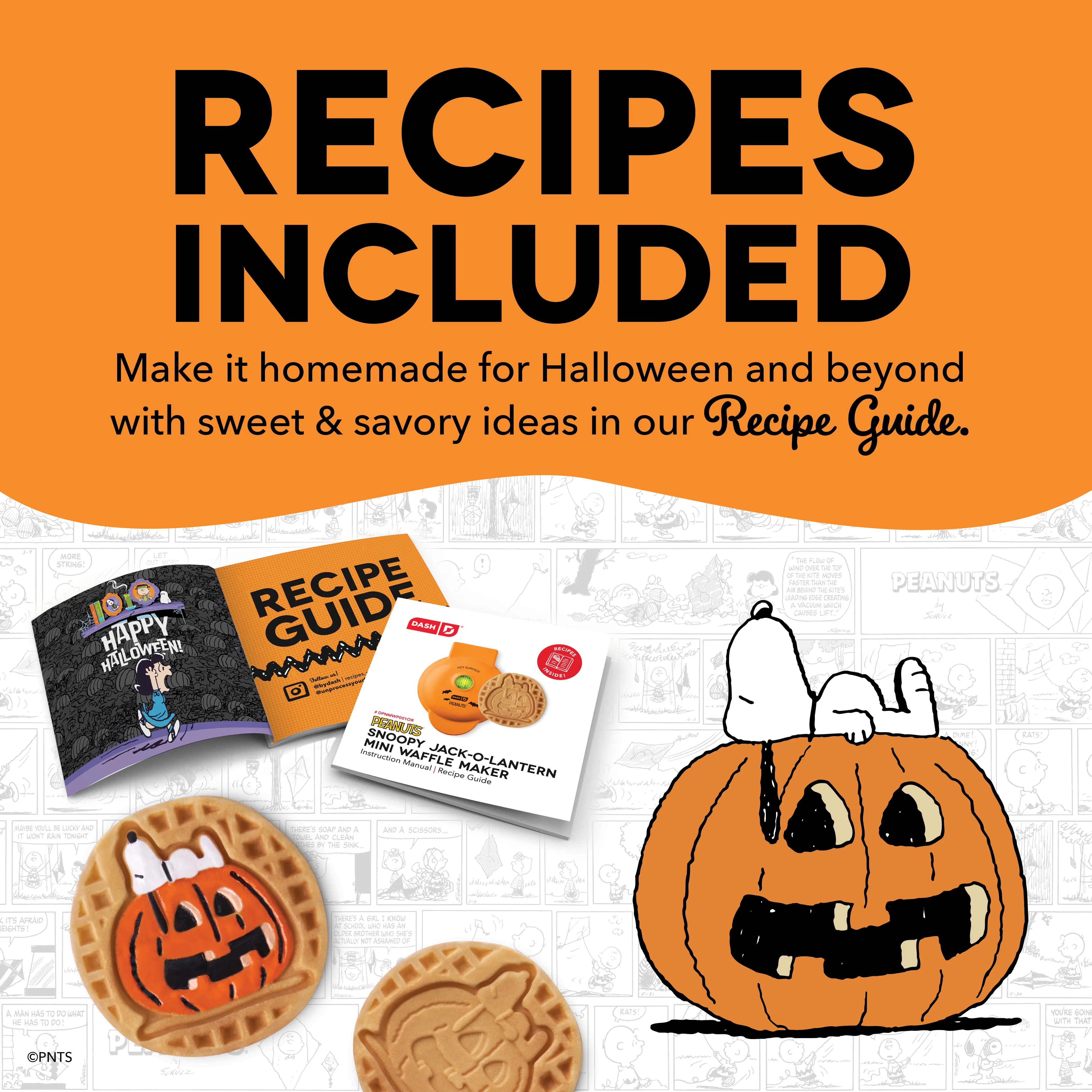 Peanuts® x Dash Snoopy Jack-o-Lantern Mini Waffle Maker   - Image 6