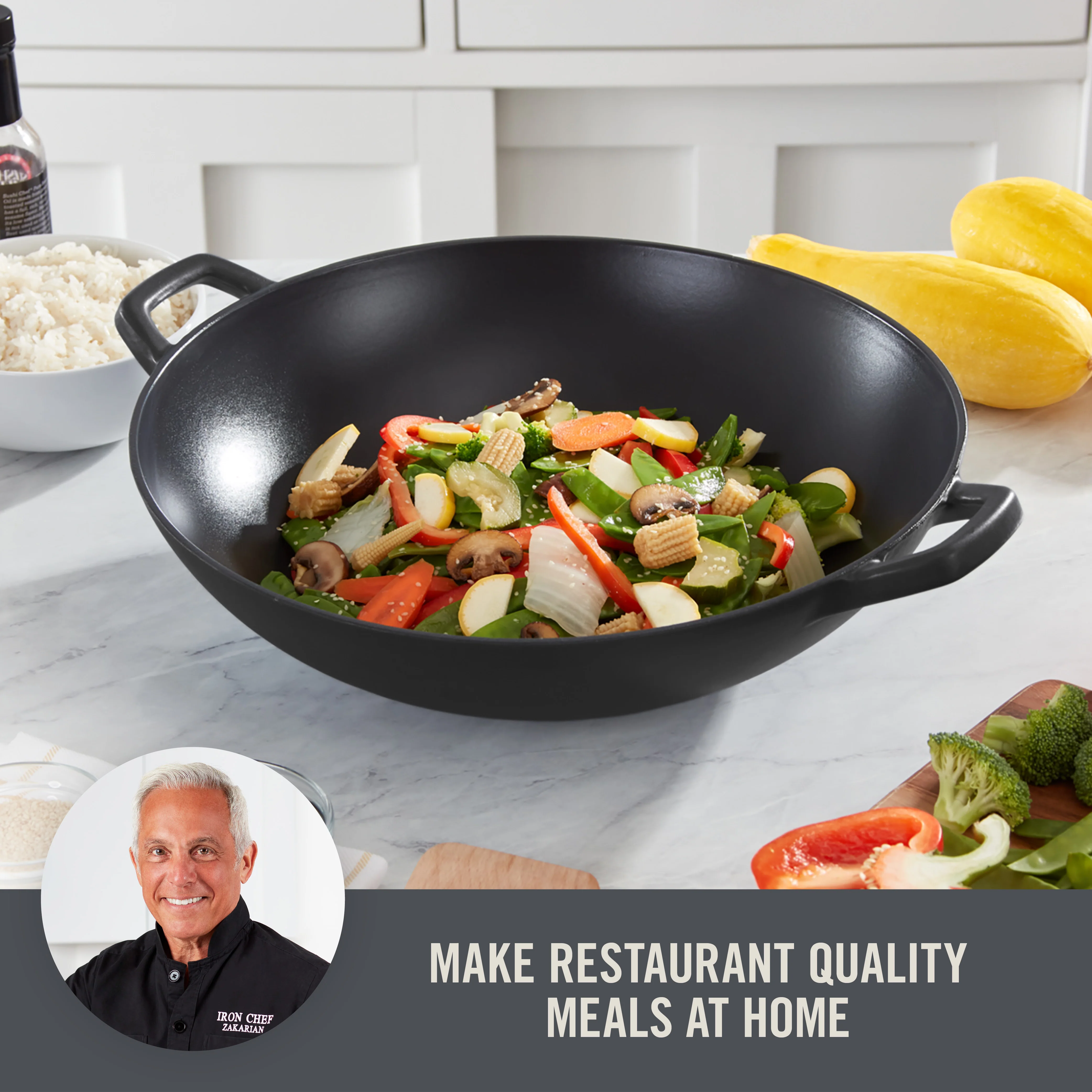 14" Nonstick Cast Iron Wok - Image 3