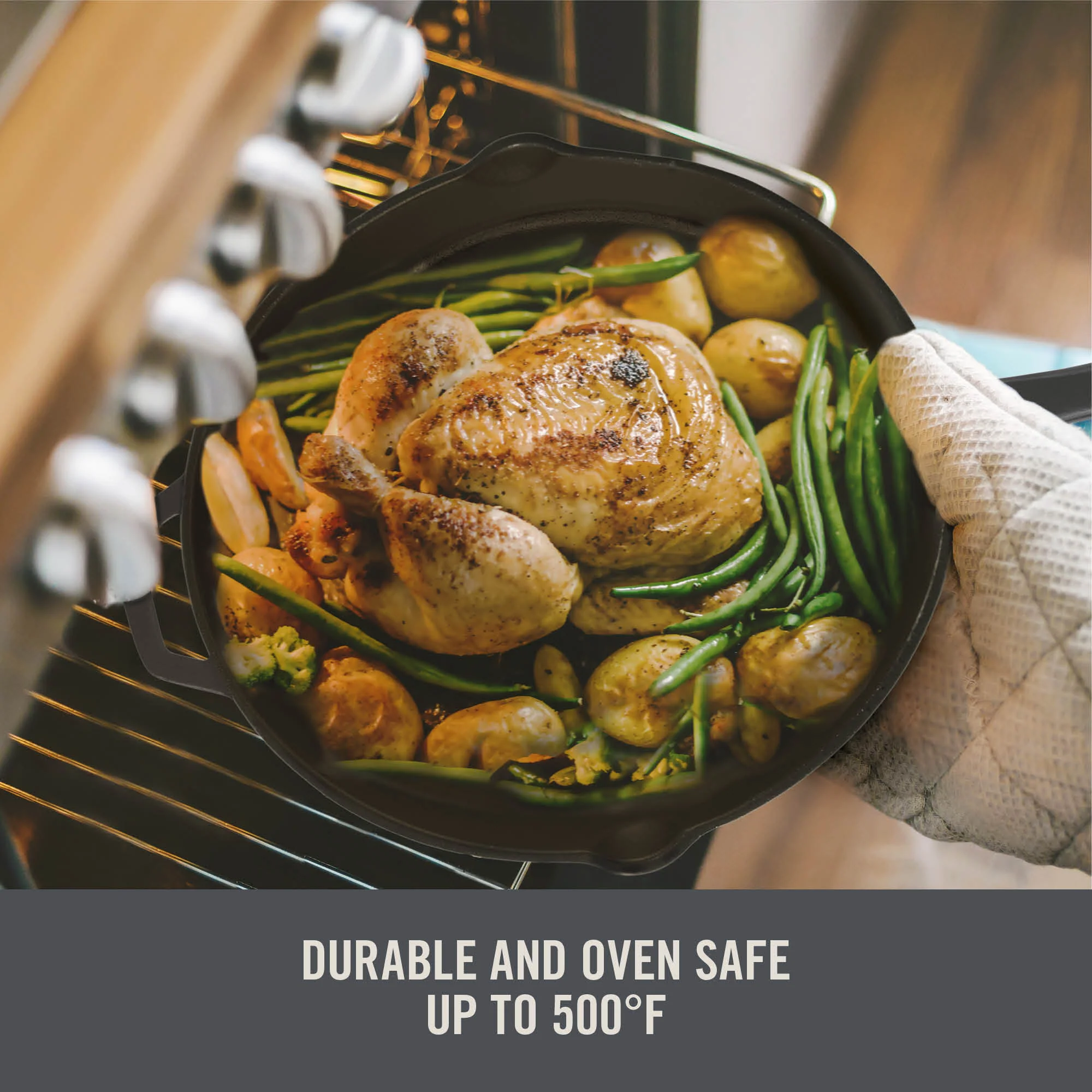 4.5 Qt. Nonstick Cast Iron Deep Skillet with Lid - Image 4