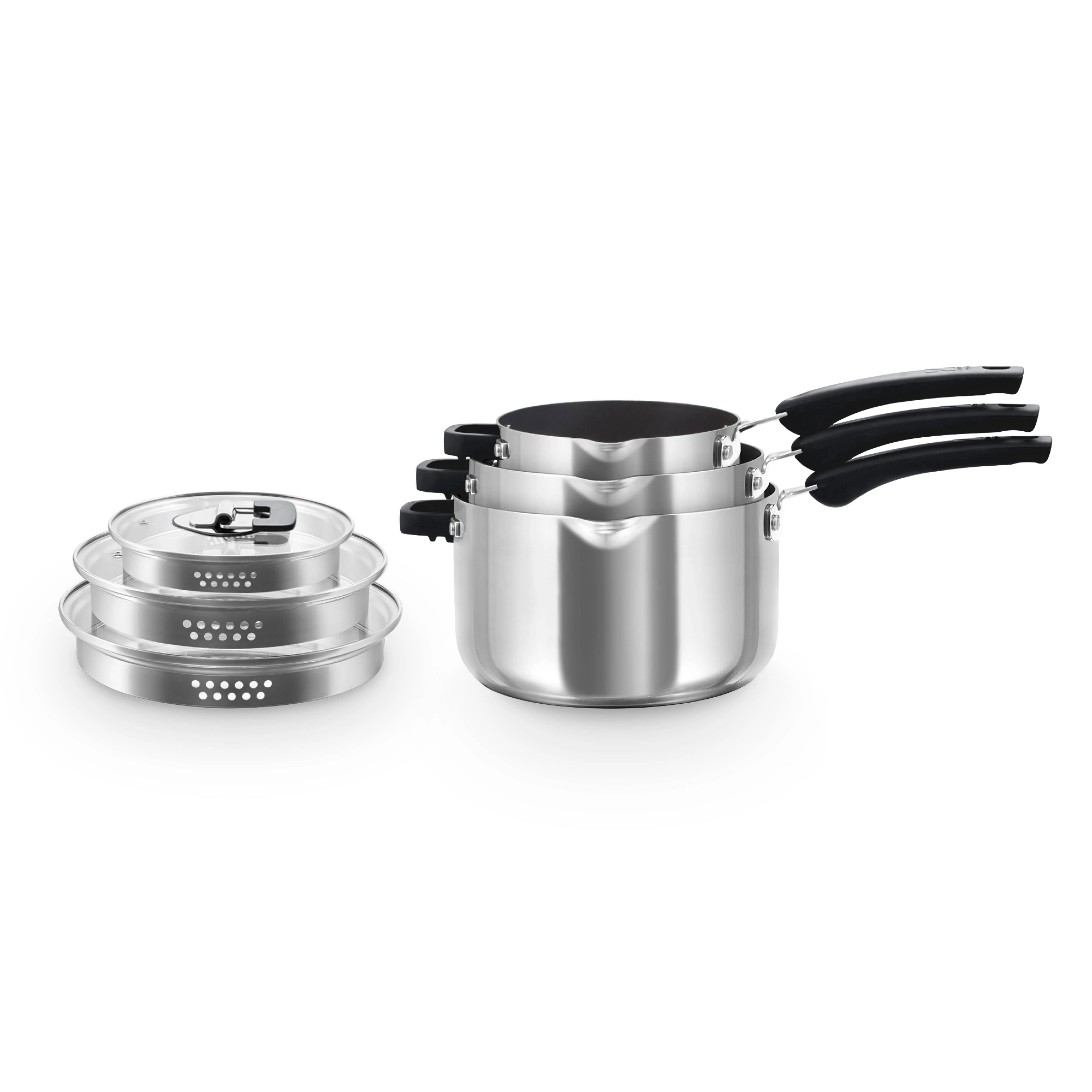 Zakarian by Dash Trupro Nonstick Stainless Steel 6pc Stacking Sauce Pan Set - Image 8